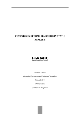 Comparison of Some Fem Codes in Static Analysis