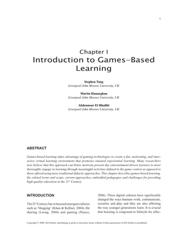 Introduction to Games-Based Learning