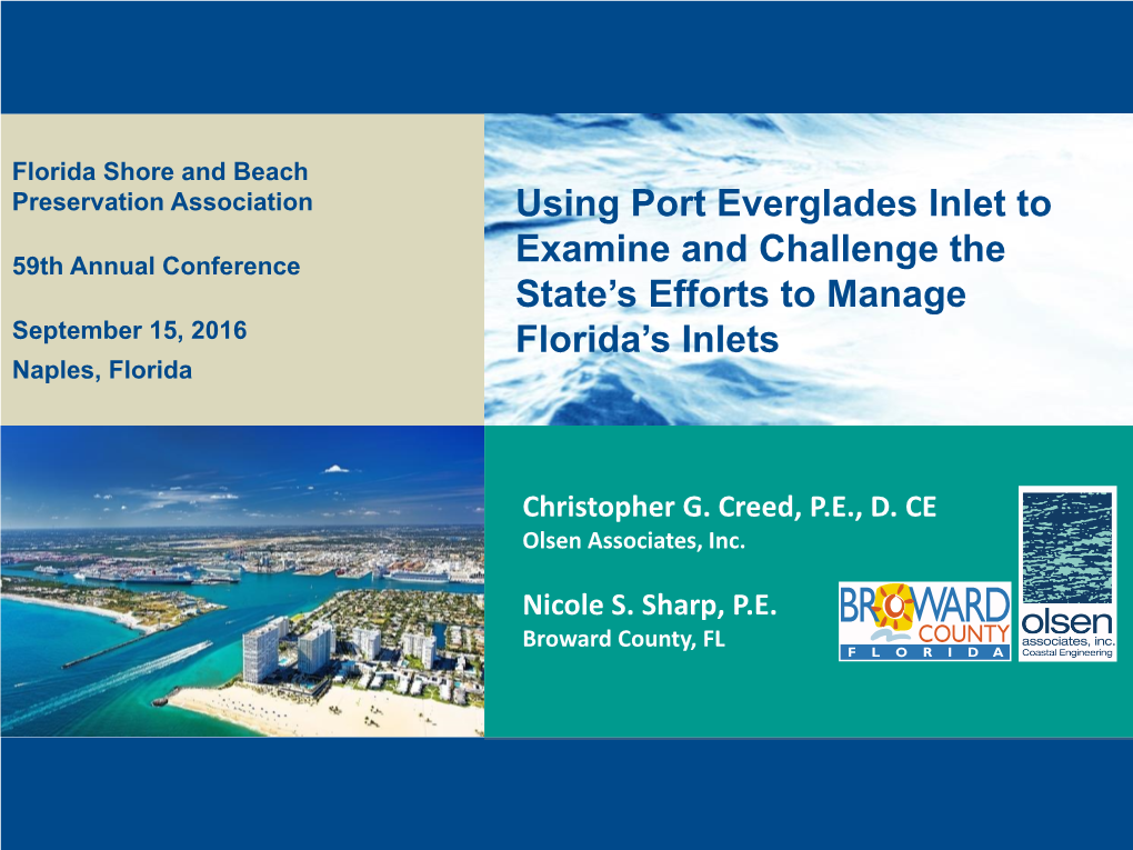 Using Port Everglades Inlet to Examine and Challenge the State's