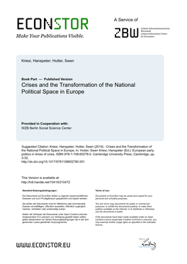 Crises and the Transformation of the National Political Space in Europe