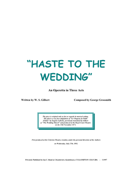 “Haste to the Wedding”