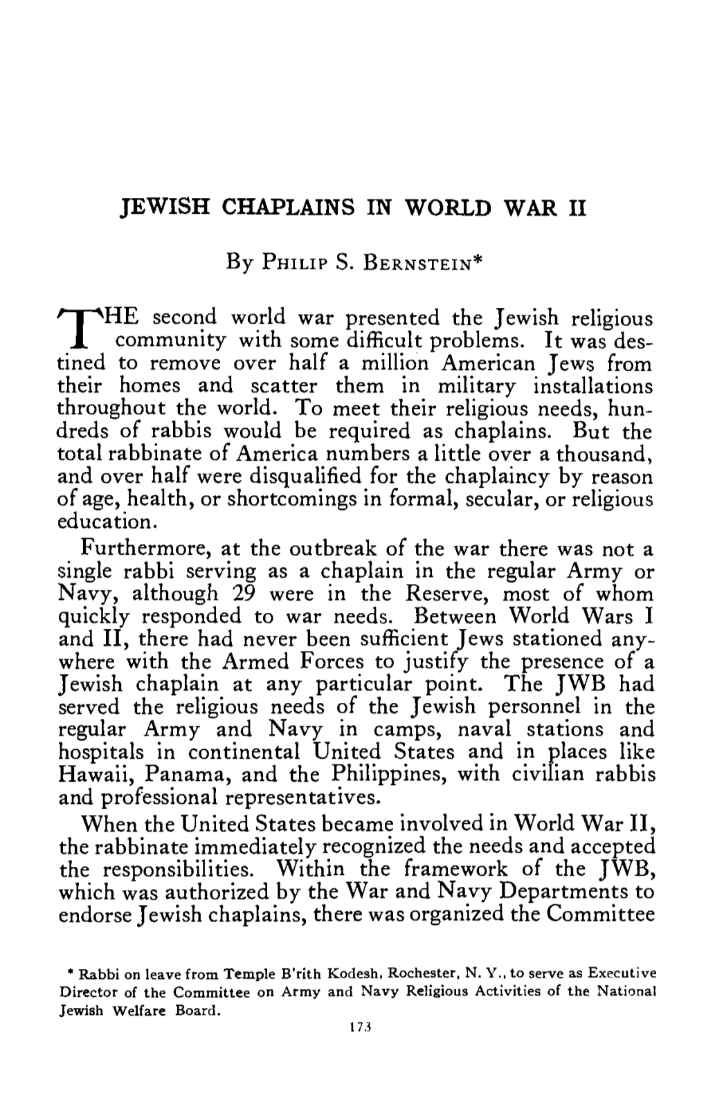 THE Second World War Presented the Jewish Religious Community With