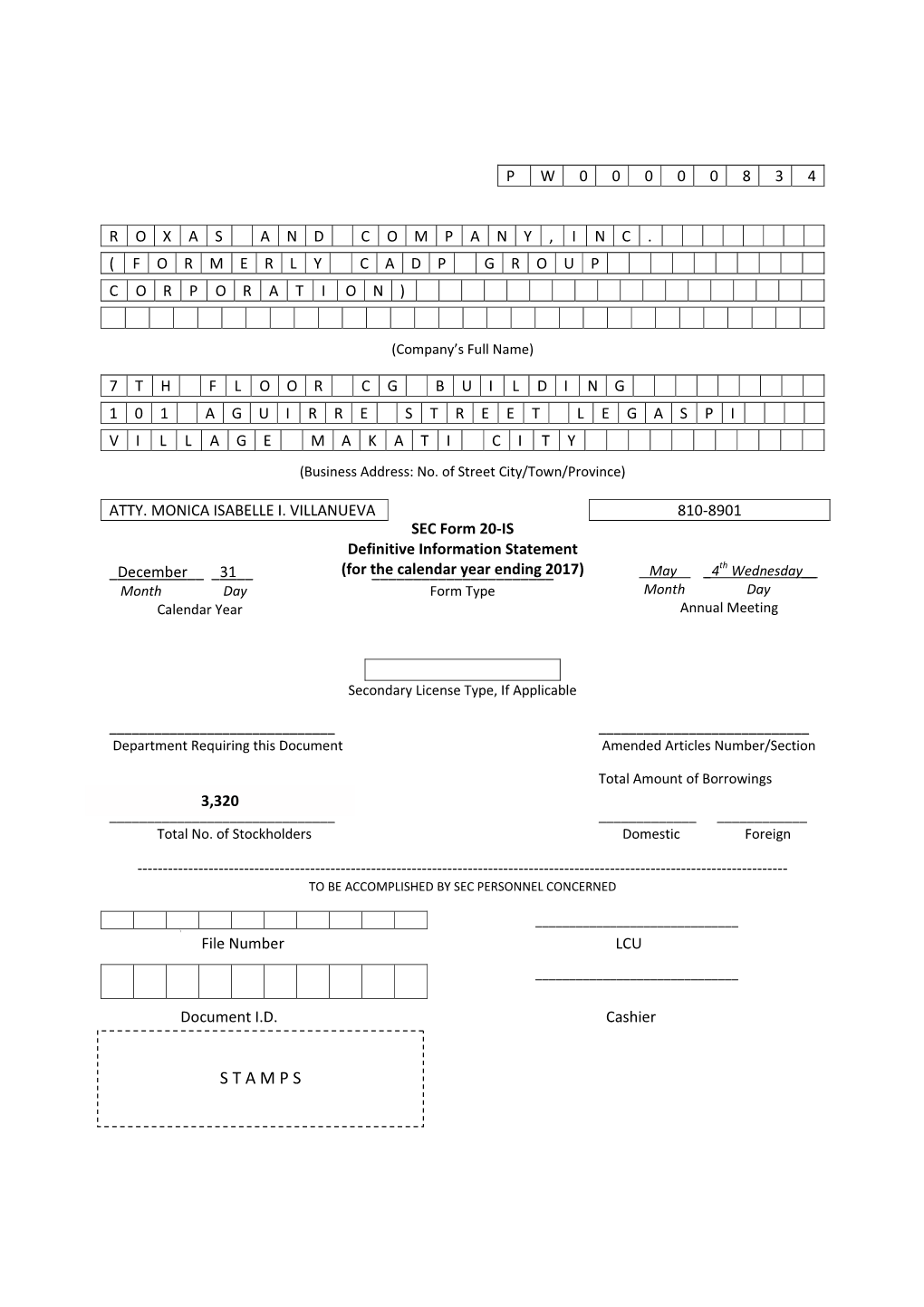 SEC Form 20-IS Definitive Information