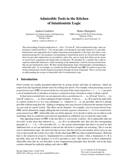 Admissible Tools in the Kitchen of Intuitionistic Logic