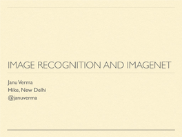 Image Recognition and Imagenet