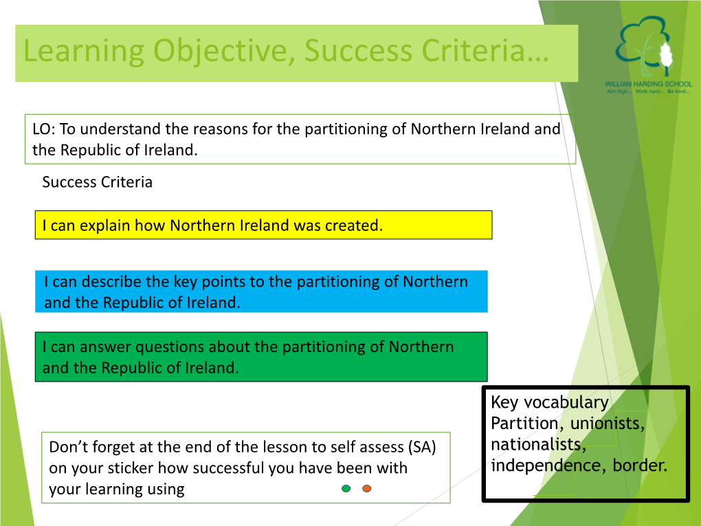 Learning Objective, Success Criteria…