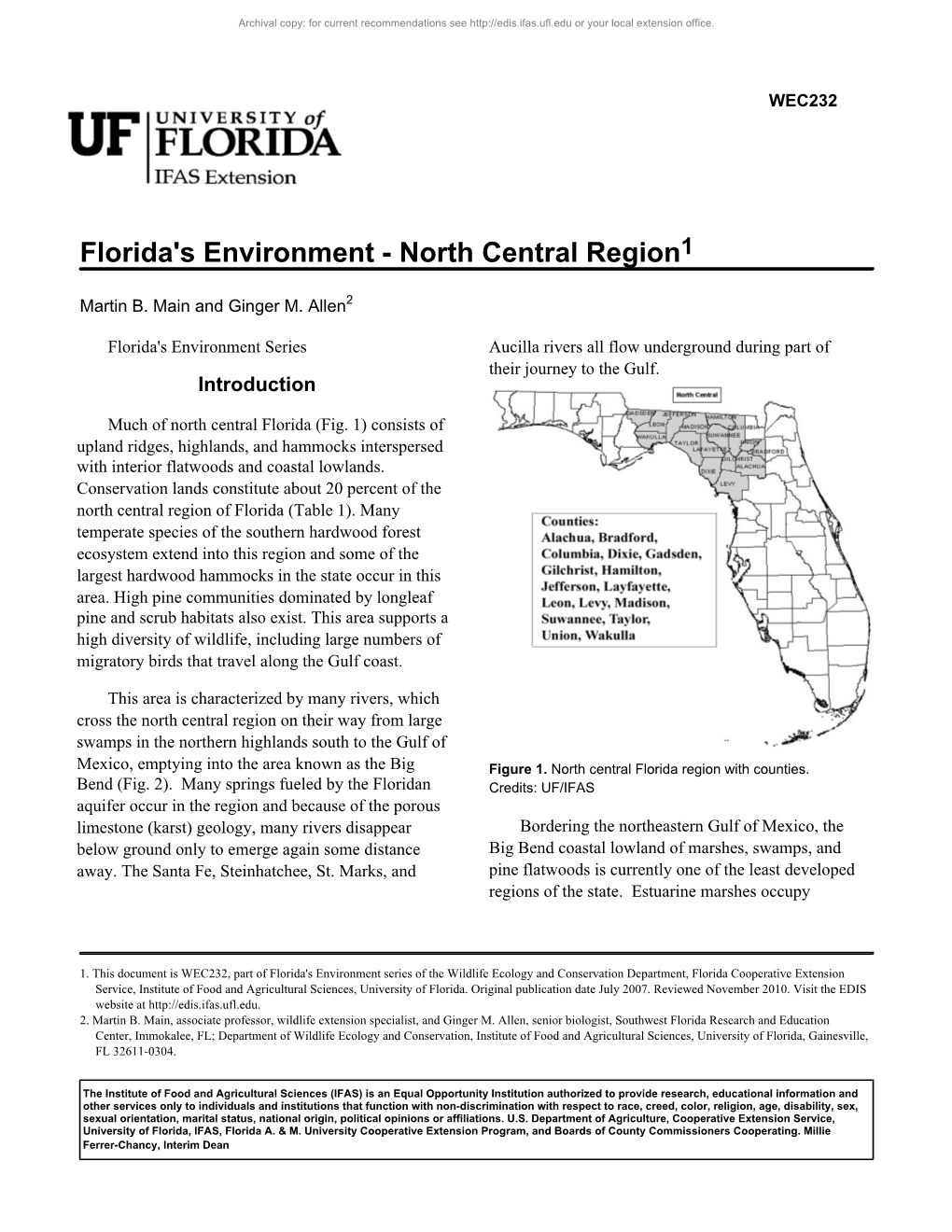 Florida's Environment - North Central Region1