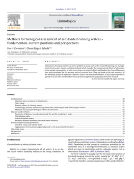 Methods for Biological Assessment of Salt-Loaded Running Waters Â