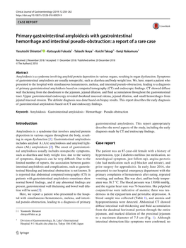 Primary Gastrointestinal Amyloidosis with Gastrointestinal Hemorrhage and Intestinal Pseudo-Obstruction: a Report of a Rare Case