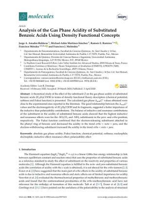 Analysis of the Gas Phase Acidity of Substituted Benzoic Acids Using Density Functional Concepts