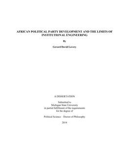 African Political Party Development and the Limits of Institutional Engineering