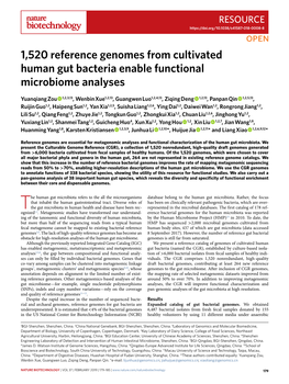 1,520 Reference Genomes from Cultivated Human Gut Bacteria Enable Functional Microbiome Analyses