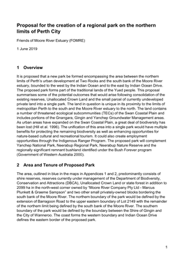 Proposal for the Creation of a Regional Park on the Northern Limits of Perth City