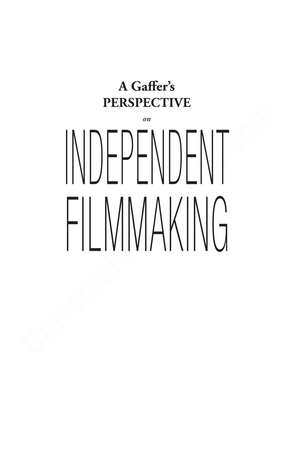 A Gaffer's Perspective on Independent Filmmaking : Practices, Techniques, and Tricks of the Trade Revealed / Rick M