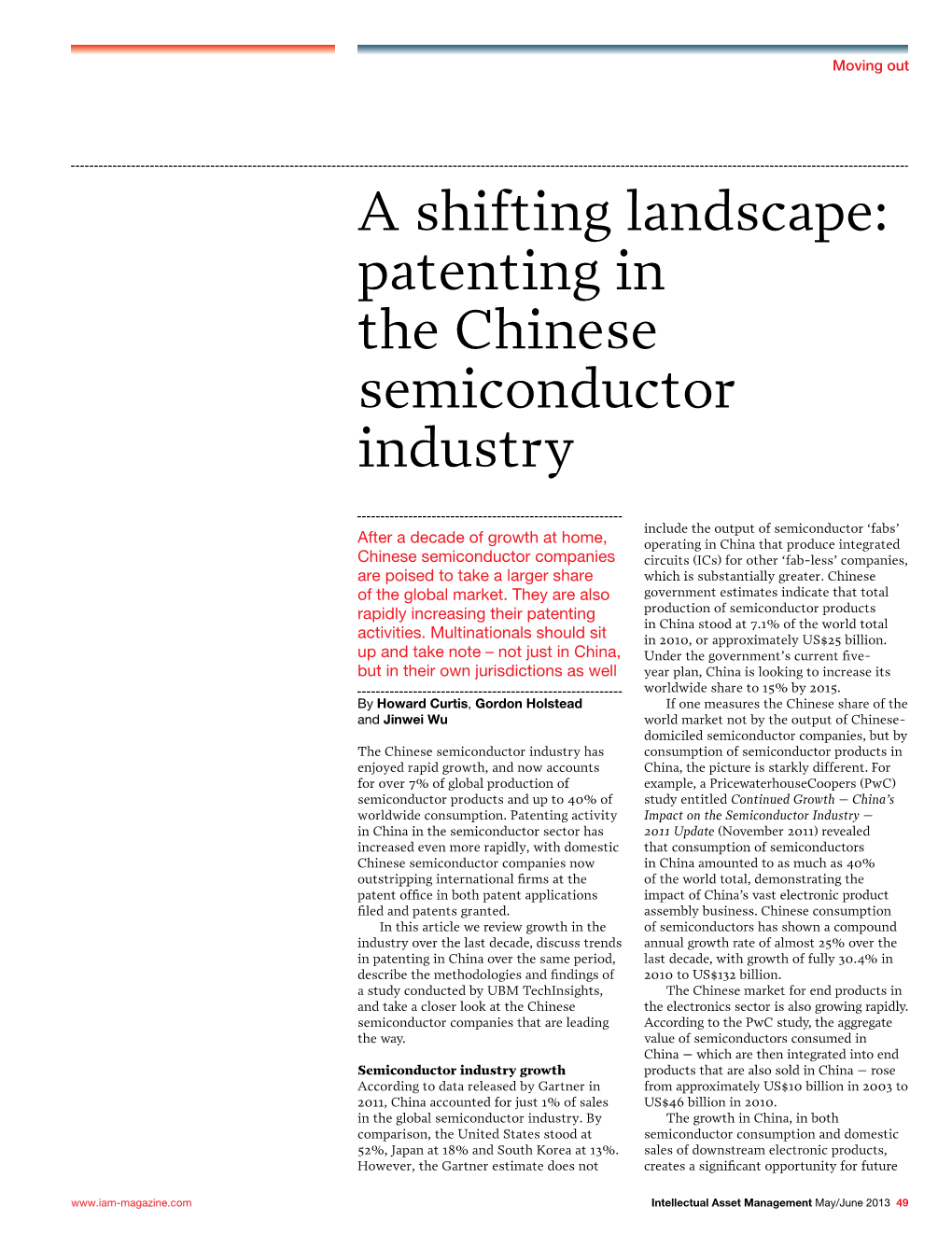 A Shifting Landscape: Patenting in the Chinese Semiconductor Industry