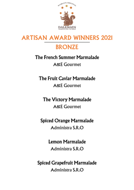 Artisan Award Winners 2021 Bronze