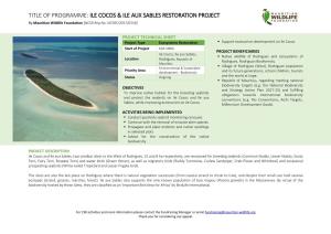 Ile Cocos & Ile Aux Sables Restoration Project