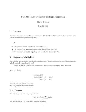 Stat 8054 Lecture Notes: Isotonic Regression