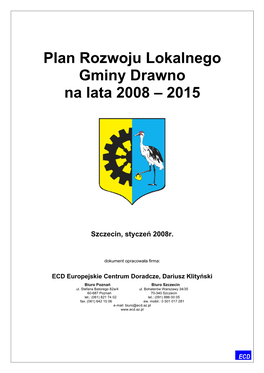 Plan Rozwoju Lokalnego Gminy Drawno Na Lata 2008 – 2015