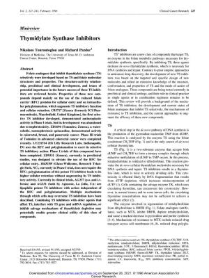 Thymidylate Synthase Inhibitors