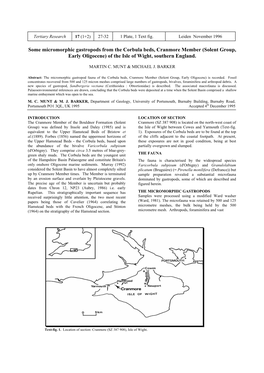 Some Micromorphic Gastropods from the Corbula Beds, Cranmore Member (Solent Group, Early Oligocene) of the Isle of Wight, Southern England