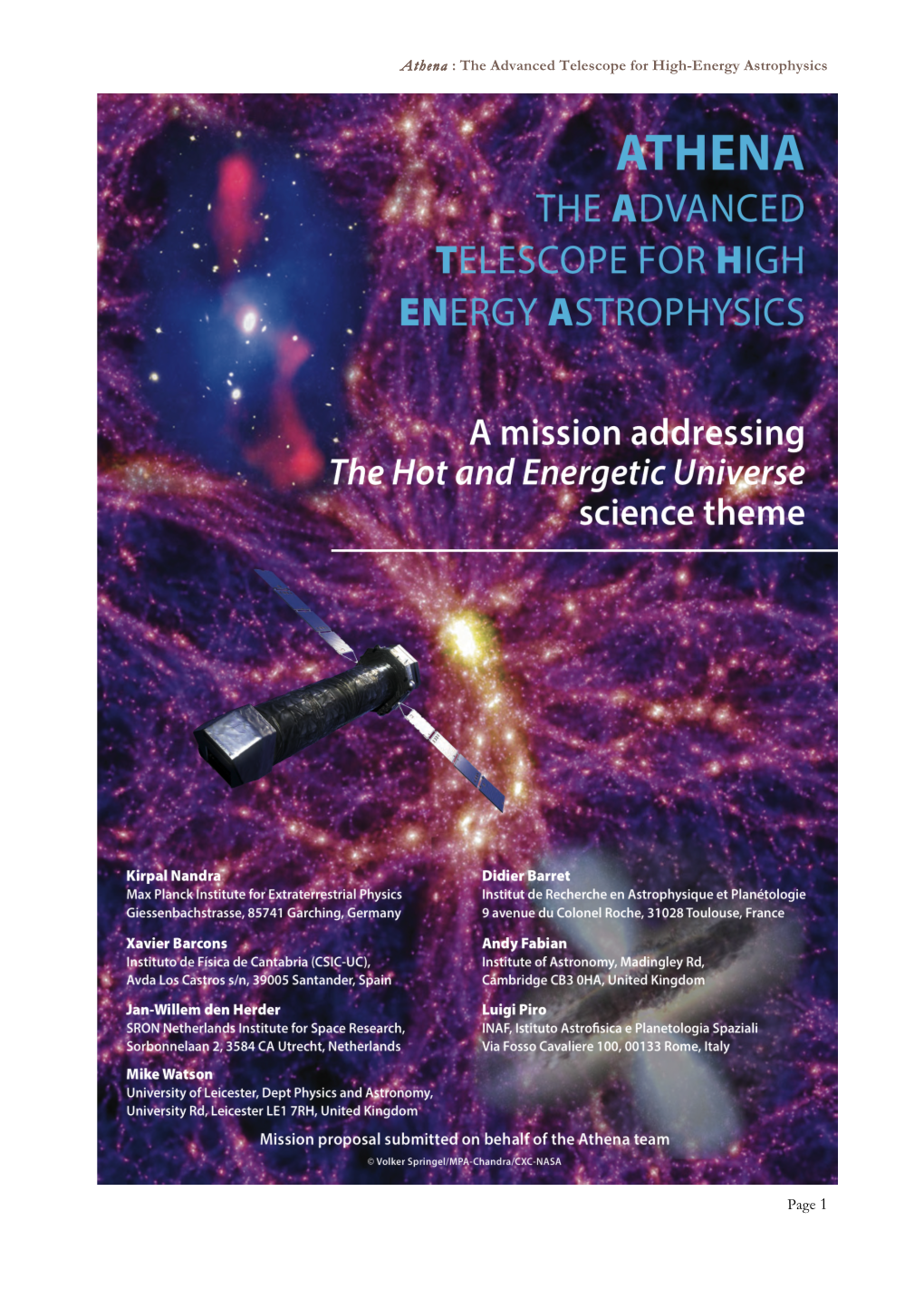 Athena : the Advanced Telescope for High-Energy Astrophysics Page 1