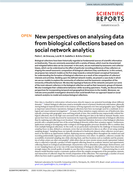 New Perspectives on Analysing Data from Biological Collections Based on Social Network Analytics Pedro C