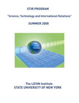 STIR PROGRAM SUMMER 2008 the LEVIN Institute STATE