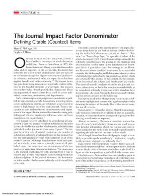 The Journal Impact Factor Denominator Defining Citable (Counted) Items