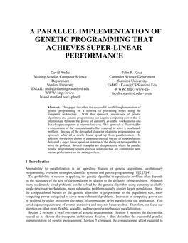 A Parallel Implementation of Genetic Programming That Achieves Super-Linear Performance