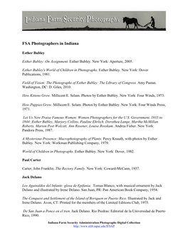 FSA Photographers in Indiana Bibliography