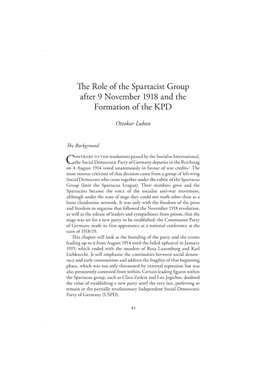 The Role of the Spartacist Group After 9 November 1918 and The