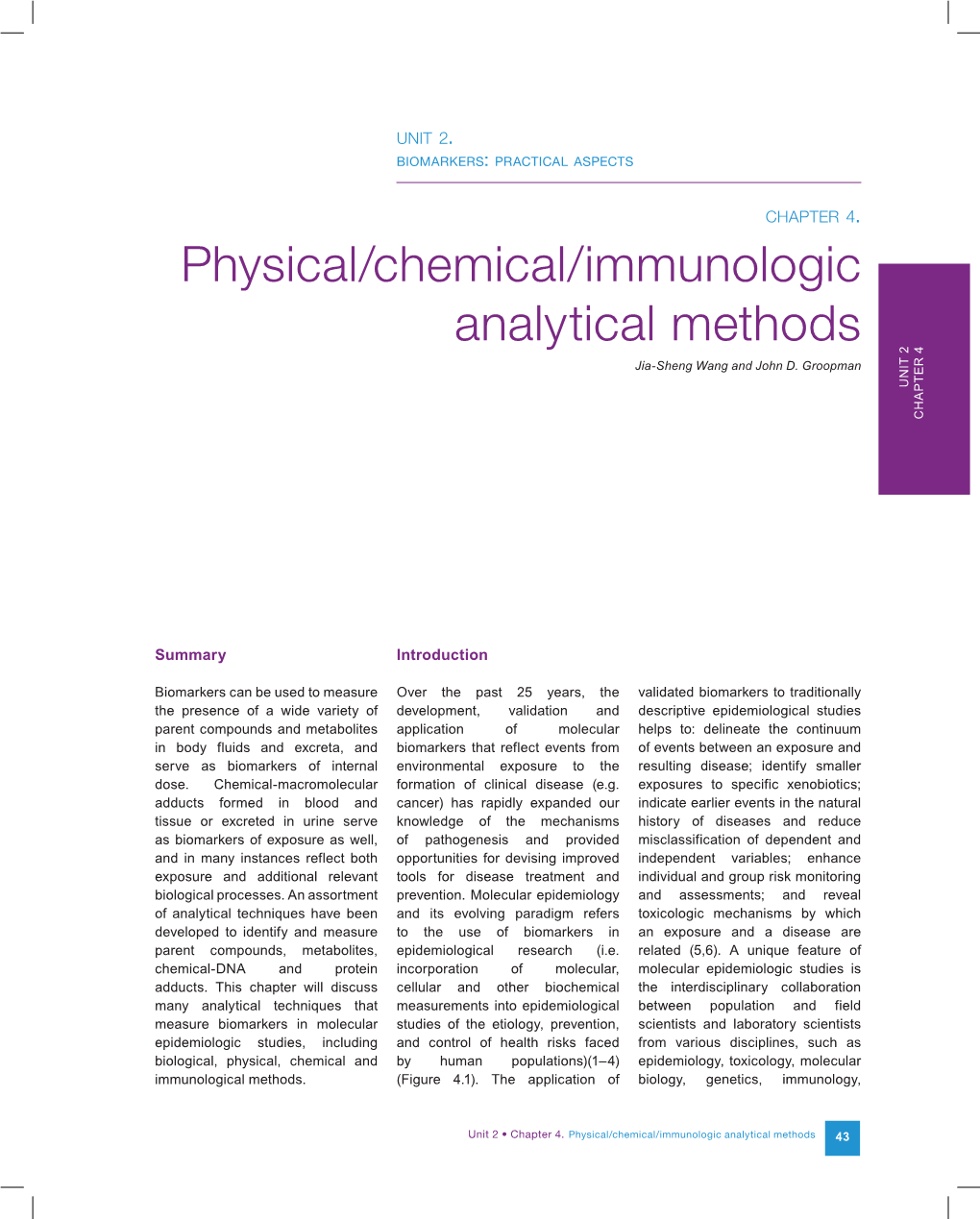 Physical/Chemical/Immunologic Analytical Methods Jia-Sheng Wang and John D