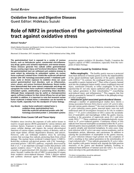 Role of NRF2 in Protection of the Gastrointestinal Tract Against Oxidative Stress