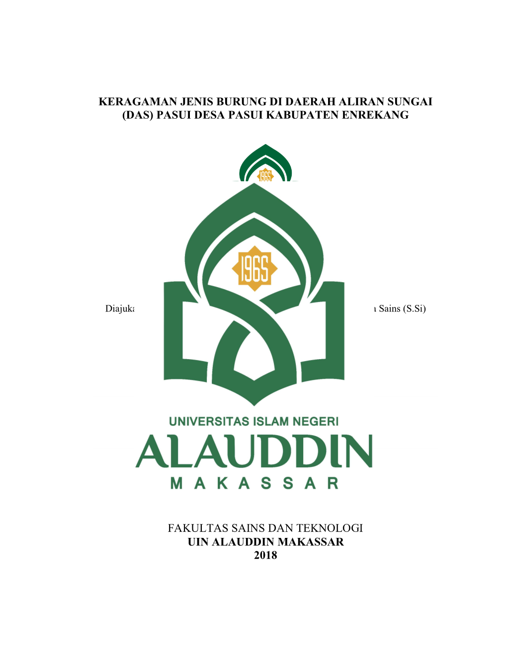 Keragaman Jenis Burung Di Daerah Aliran Sungai (Das) Pasui Desa Pasui Kabupaten Enrekang