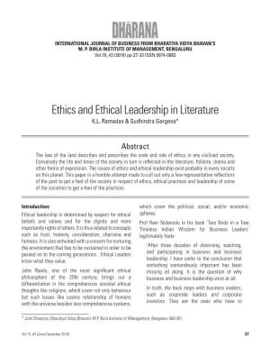 Ethics and Ethical Leadership in Literature K.L