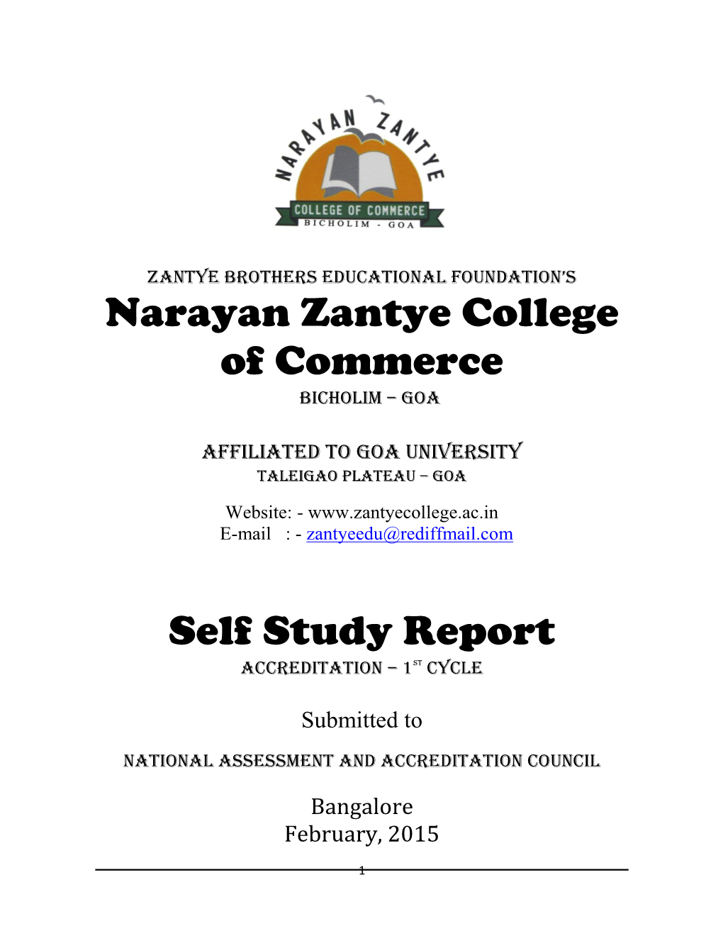 Narayan Zantye College of Commerce Self Study Report