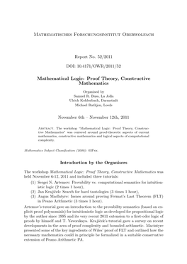 Proof Theory, Constructive Mathematics