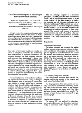 Use of Zirconium Tungstate in Acid Catalysis