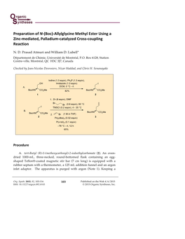 Preparation of N-‐(Boc)-‐Allylglycine Methyl Ester