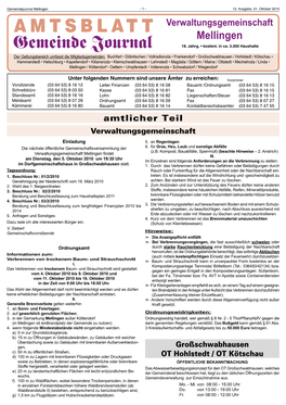 AMTSBLATT Verwaltungsgemeinschaft Mellingen Gemeinde Journal 18