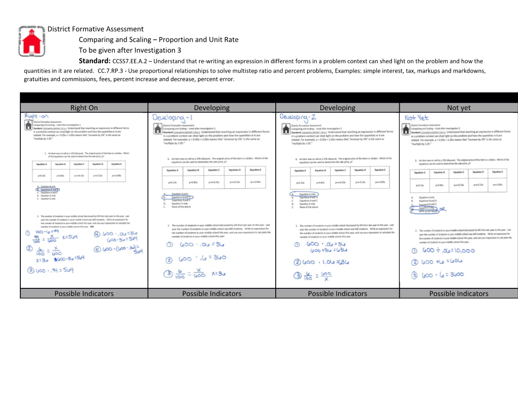 Comparing and Scaling Proportion and Unit Rate