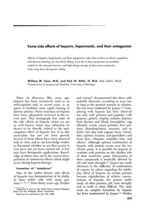 Some Side Effects of Heparin, Heparinoids, and Their Antagonists