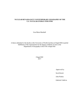 Nuclear Renaissance? Contemporary Geography of the U.S