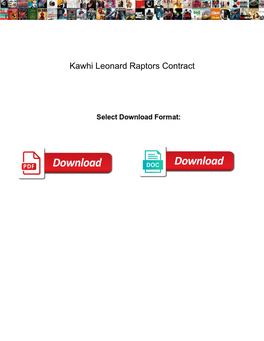 Kawhi Leonard Raptors Contract