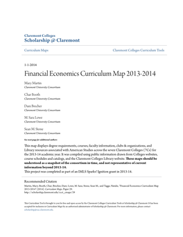 Financial Economics Curriculum Map 2013-2014 Mary Martin Claremont University Consortium