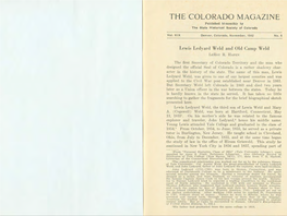 THE COLORADO MAGAZINE Published Bi-Monthly by the State Historical Society of Colorado