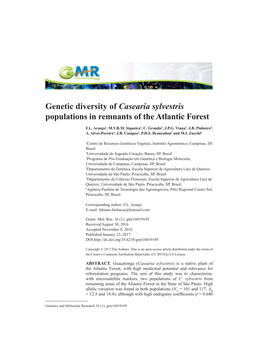 Genetic Diversity of Casearia Sylvestris Populations in Remnants of the Atlantic Forest