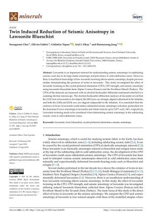 Twin Induced Reduction of Seismic Anisotropy in Lawsonite Blueschist
