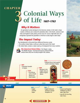 Chapter 3: Colonial Ways of Life, 1607-1763